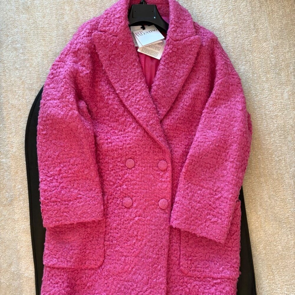 RED Valentino Pink Pressed Bouclé Coat
